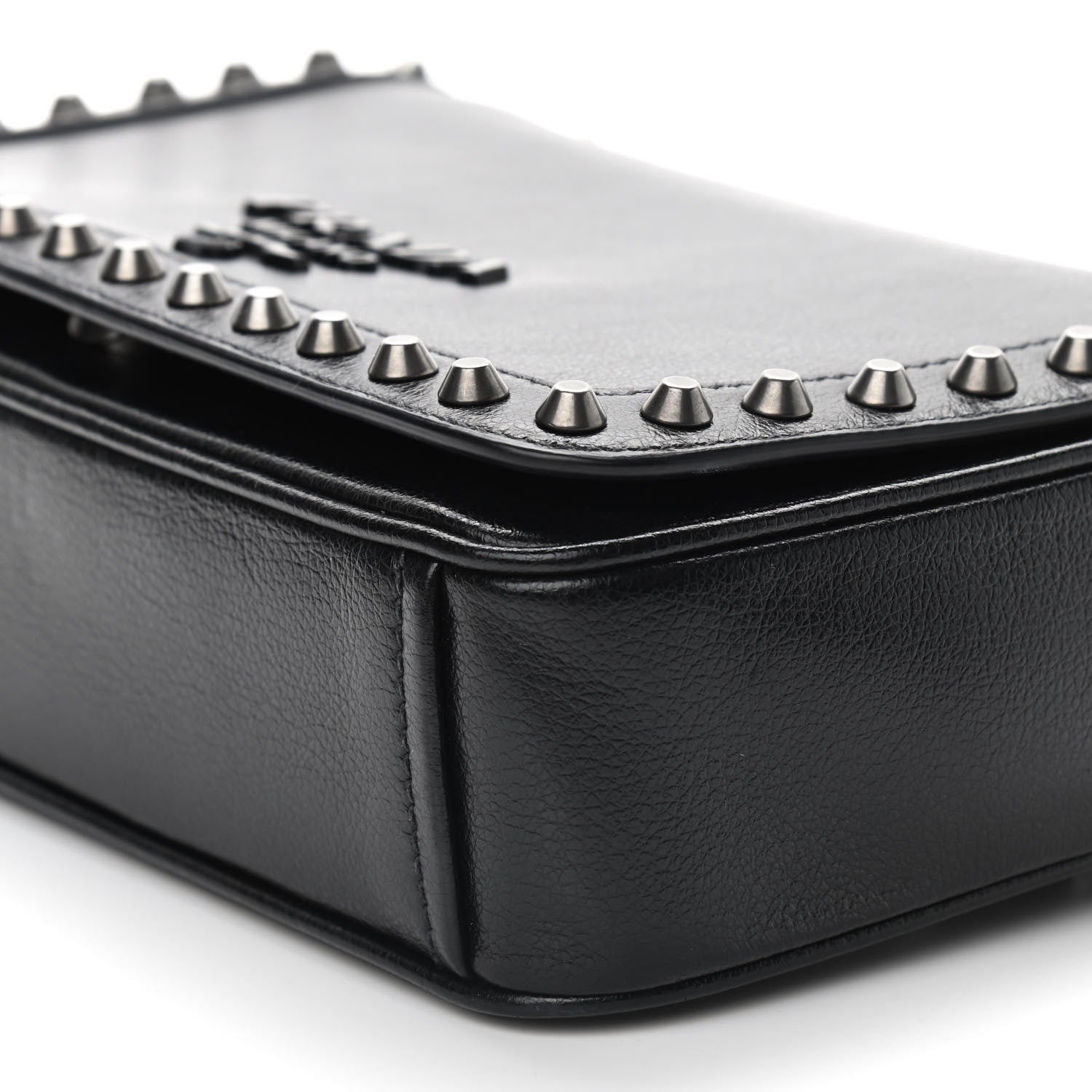 Prada Glace Calfskin Studded Crossbody Black 9 of 9