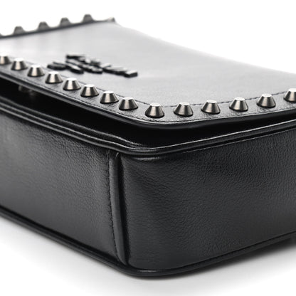 Prada Glace Calfskin Studded Crossbody Black 9 of 9