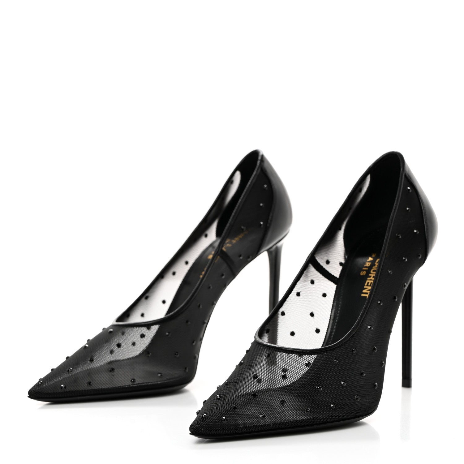 Saint Laurent Rhinestone Mesh 105 Anja Pumps 36.5 Black 3 of 7
