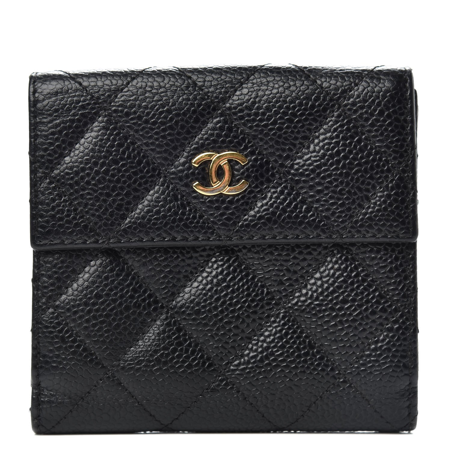 Chanel Caviar Quilted Compact French Flap Wallet Black 1 of 8