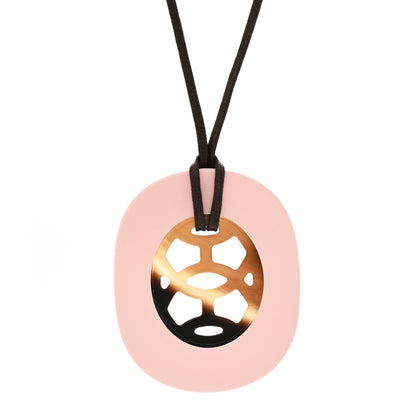 Hermes Buffalo Horn Lacquer Lift Necklace Rose Candeur 4 of 8