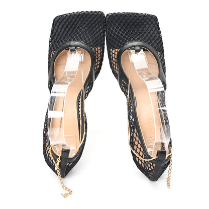 Bottega Veneta Mesh Calfskin Stretch Chain Strap 90mm Pumps 39 Black 2 of 8