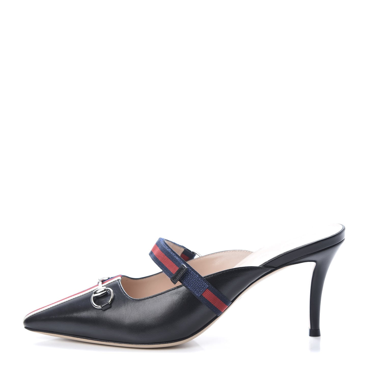 Malaga Kid Sylvie Web Cross Strap Mid-Heel Slides 39.5 Black