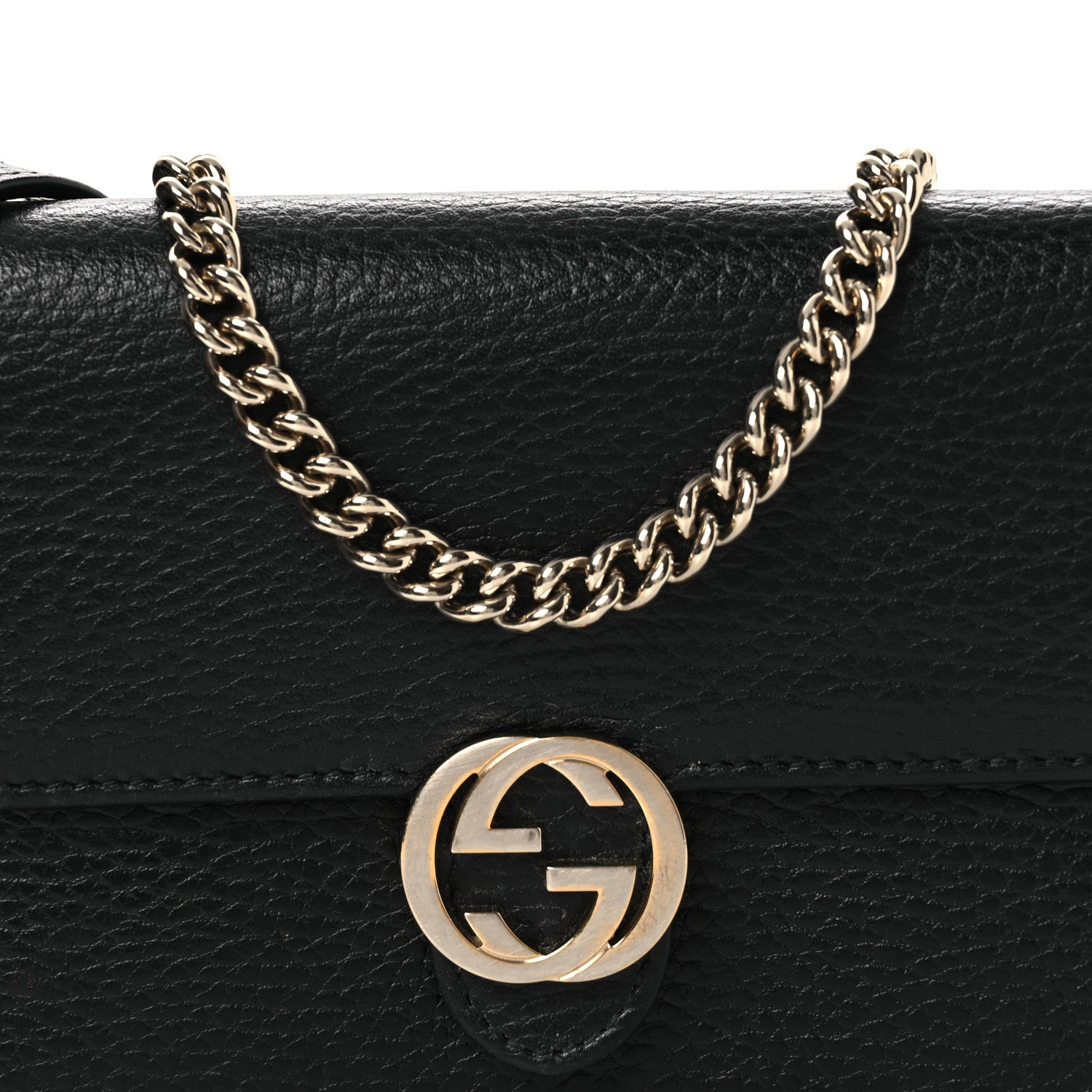 Gucci Dollar Calfskin Interlocking G Chain Wallet Black 8 of 14