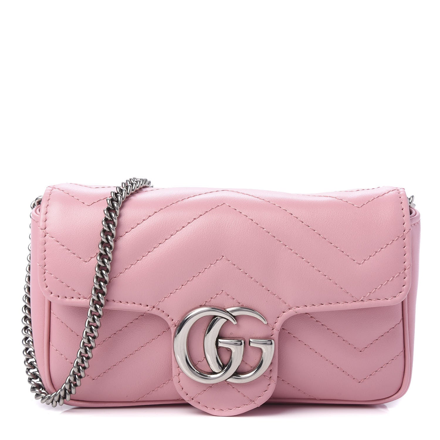 Gucci Calfskin Matelasse Super Mini GG Marmont Shoulder Bag Wild Rose 1 of 12