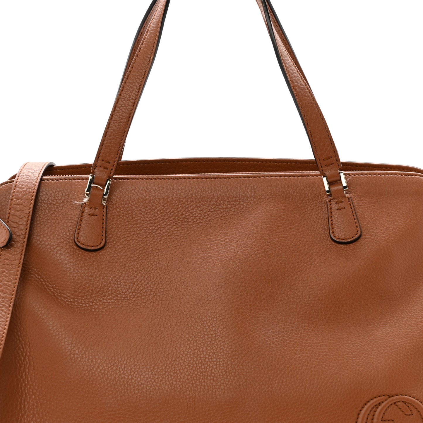 Calfskin Large Label Tote Brown