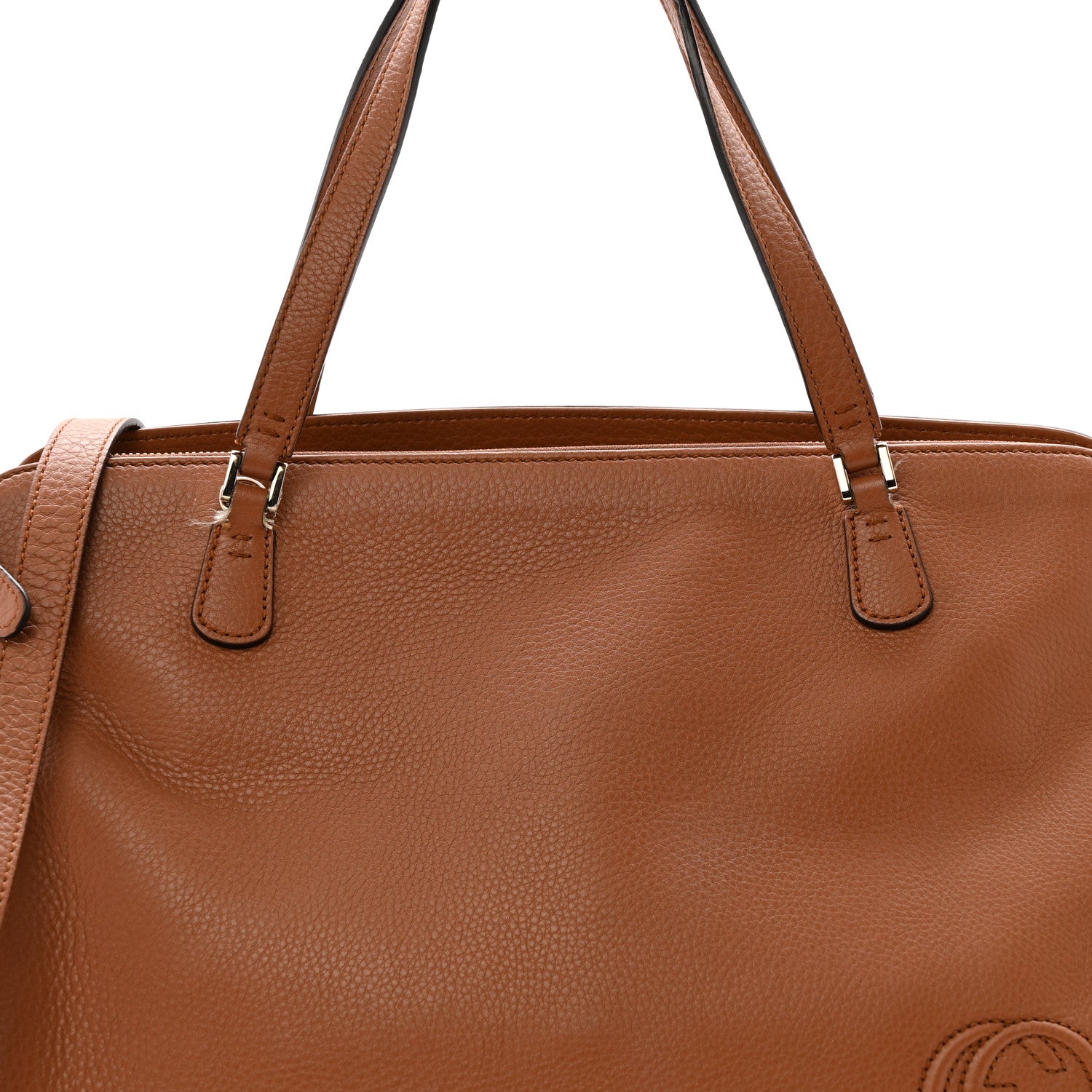 Gucci Calfskin Large Label Tote Brown 8 of 14