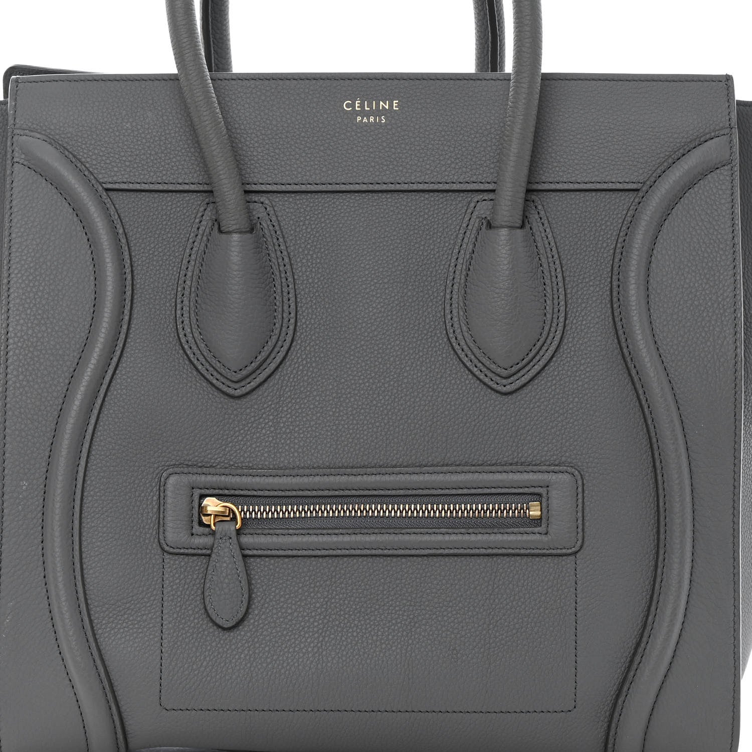 Celine Drummed Calfskin Mini Luggage Kohl 8 of 18