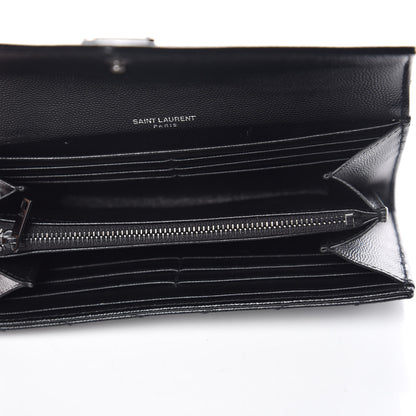 Saint Laurent Grain De Poudre Matelasse Chevron Monogram Flap Wallet Black 5 of 9