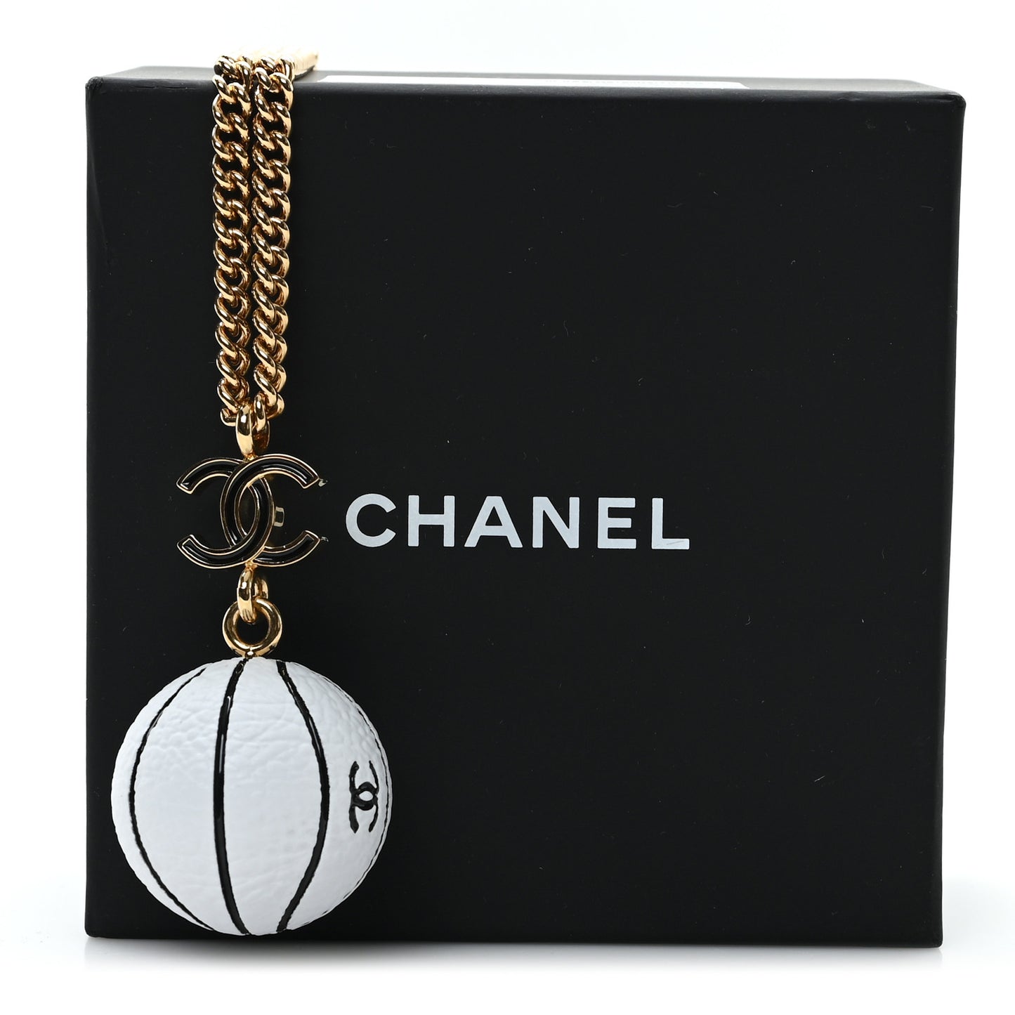 Resin CC Basketball Necklace Gold White