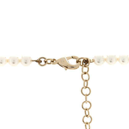 Chanel Graduated Resin Pearl Striped CC Logo Long Necklace White Blue 4 of 4