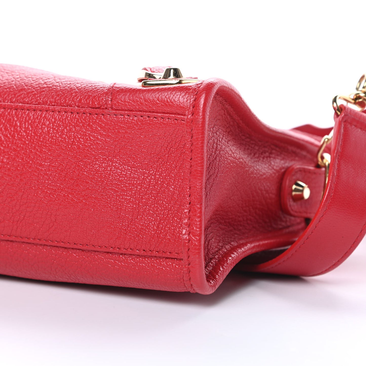 Chevre Gold Metallic Edge Hardware Mini City Rouge Grenade