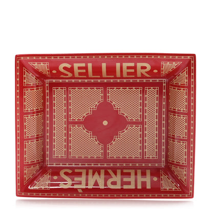 Hermes Porcelain Sellier Change Tray Rouge Or 1 of 6