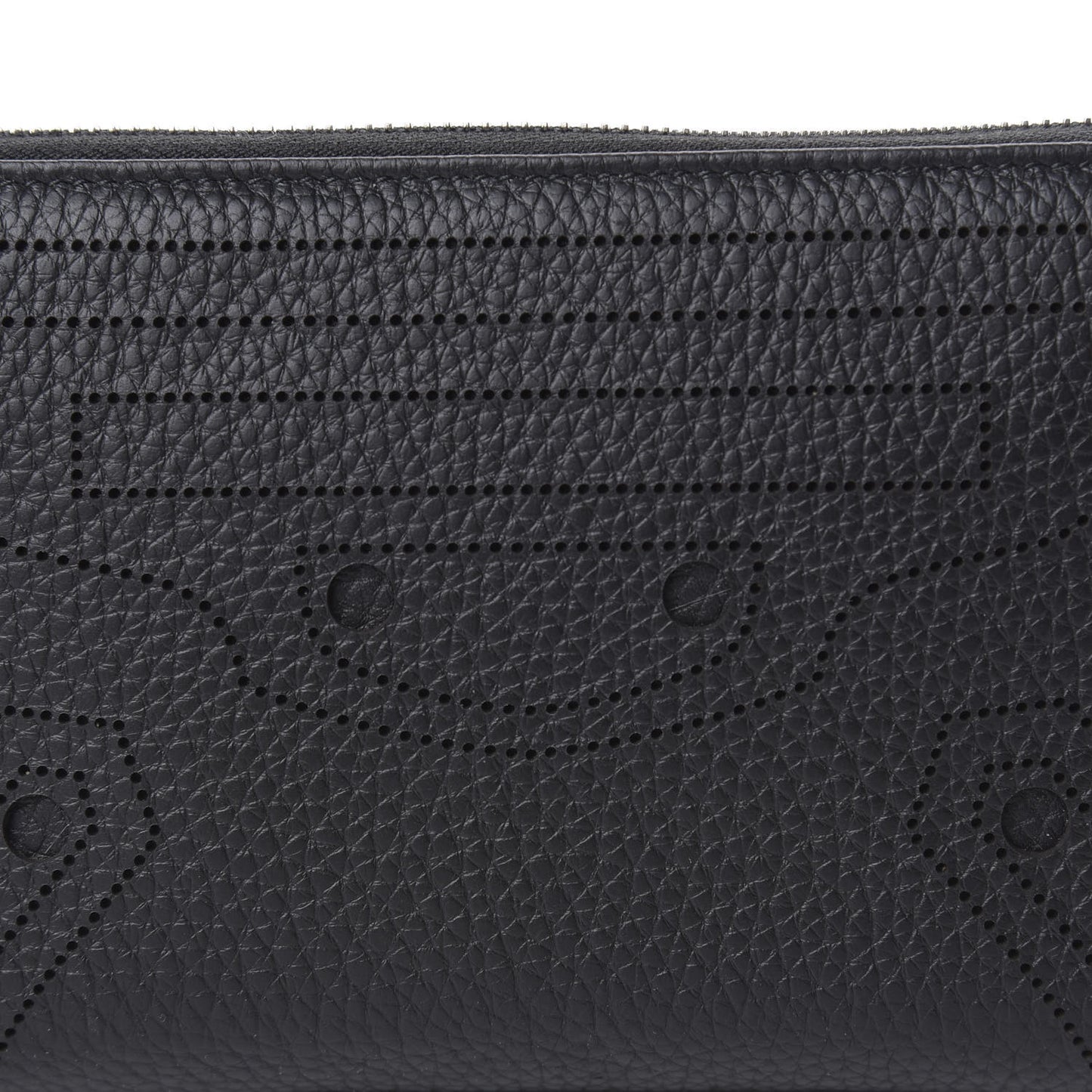 Veau Grana Perforated Blackout Hardware Continental Zip Around Wallet Black