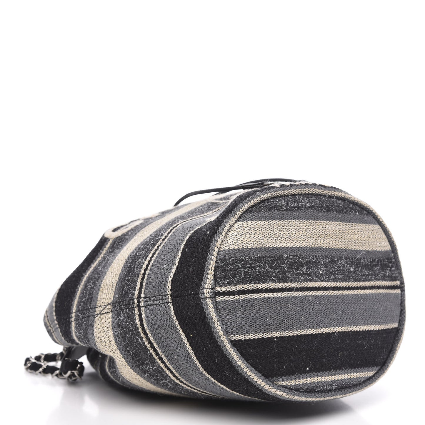 Striped Canvas Deauville Drawstring Bag Grey Black