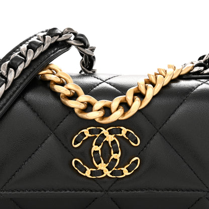 Chanel Goatskin Quilted Chanel 19 Glasses Case With Chain Black 8 of 10