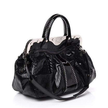 Versace Patent Embossed Frame Satchel Black 4 of 12