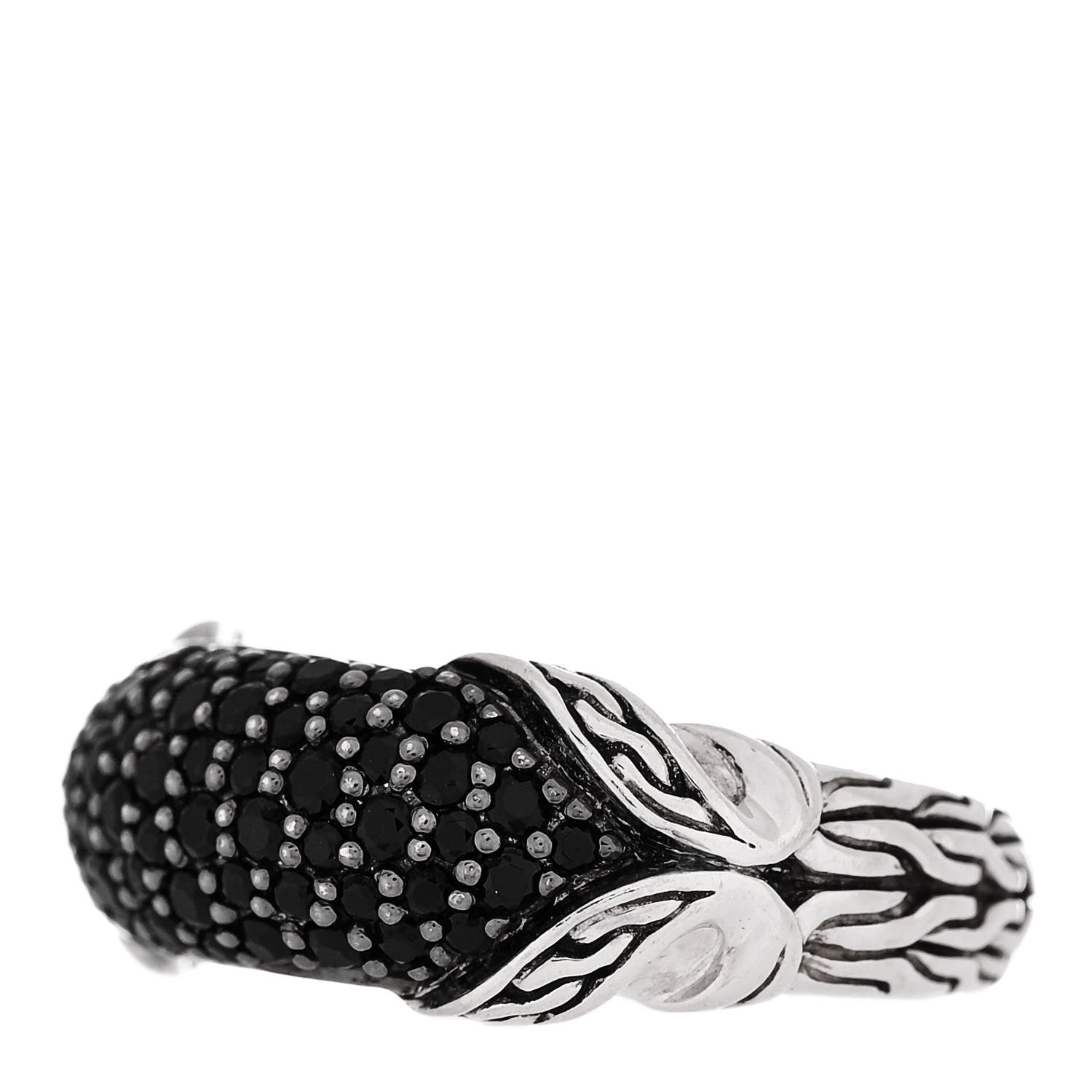 John Hardy Sterling Silver Black Spinel Classic Chain Ring 54 7 3 of 6