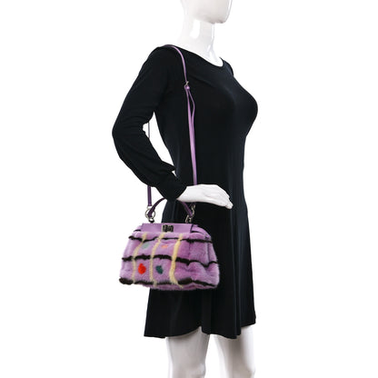 Fendi Mink Fur Shiny Nappa Chess Print Micro Peekaboo Iconic Satchel Lavanda Multicolor 2 of 9