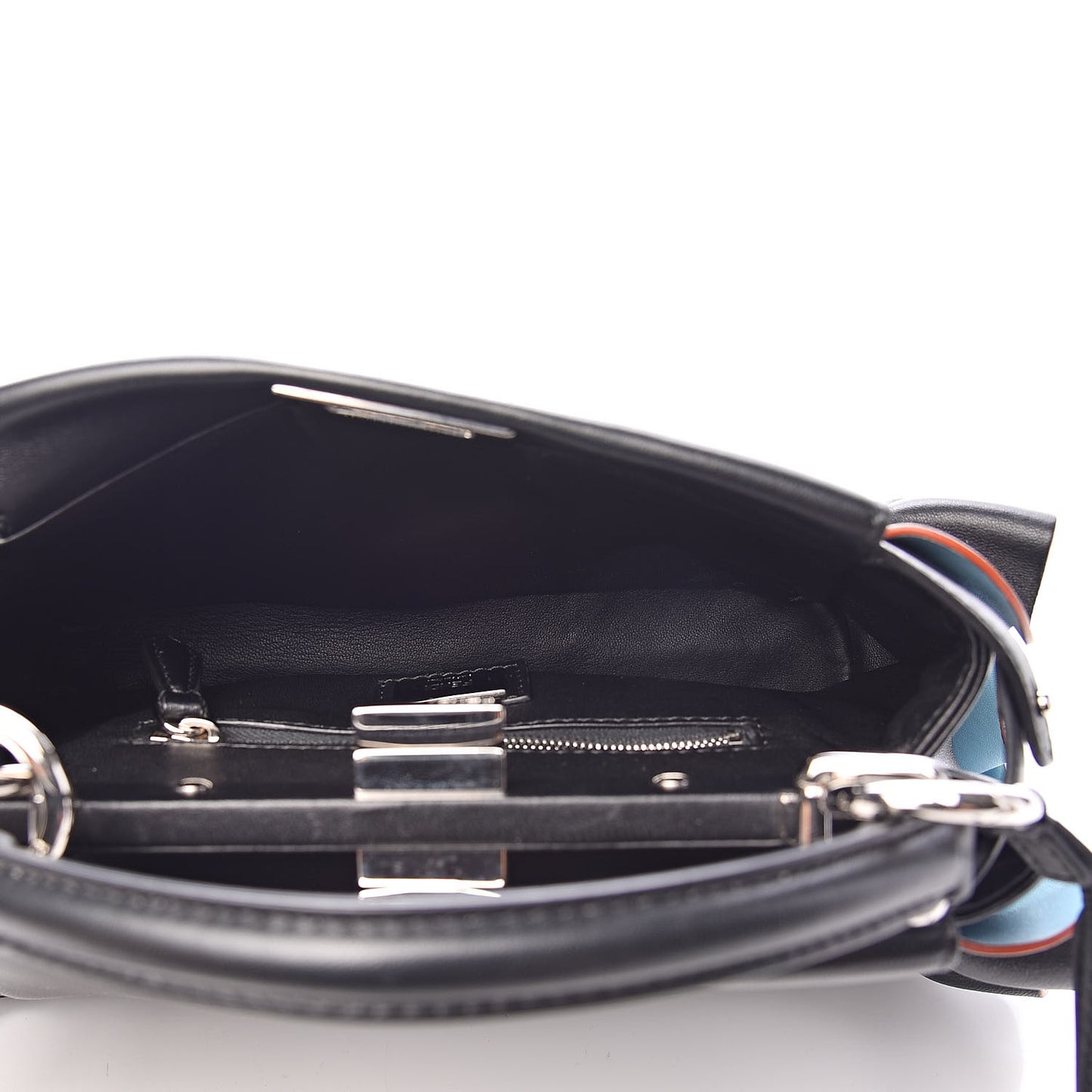 Nappa Waves Bi-Color Mini Peekaboo Iconic Satchel Black Turchese