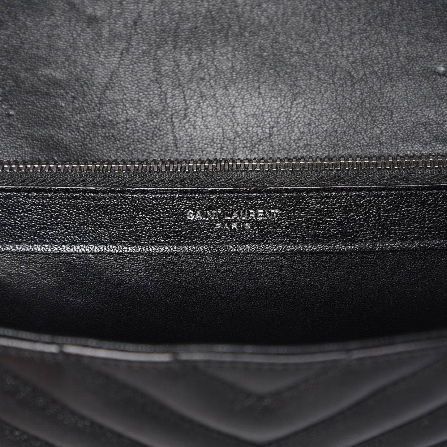 Sheepskin Matelasse Chevron Monogram Large College Satchel Black