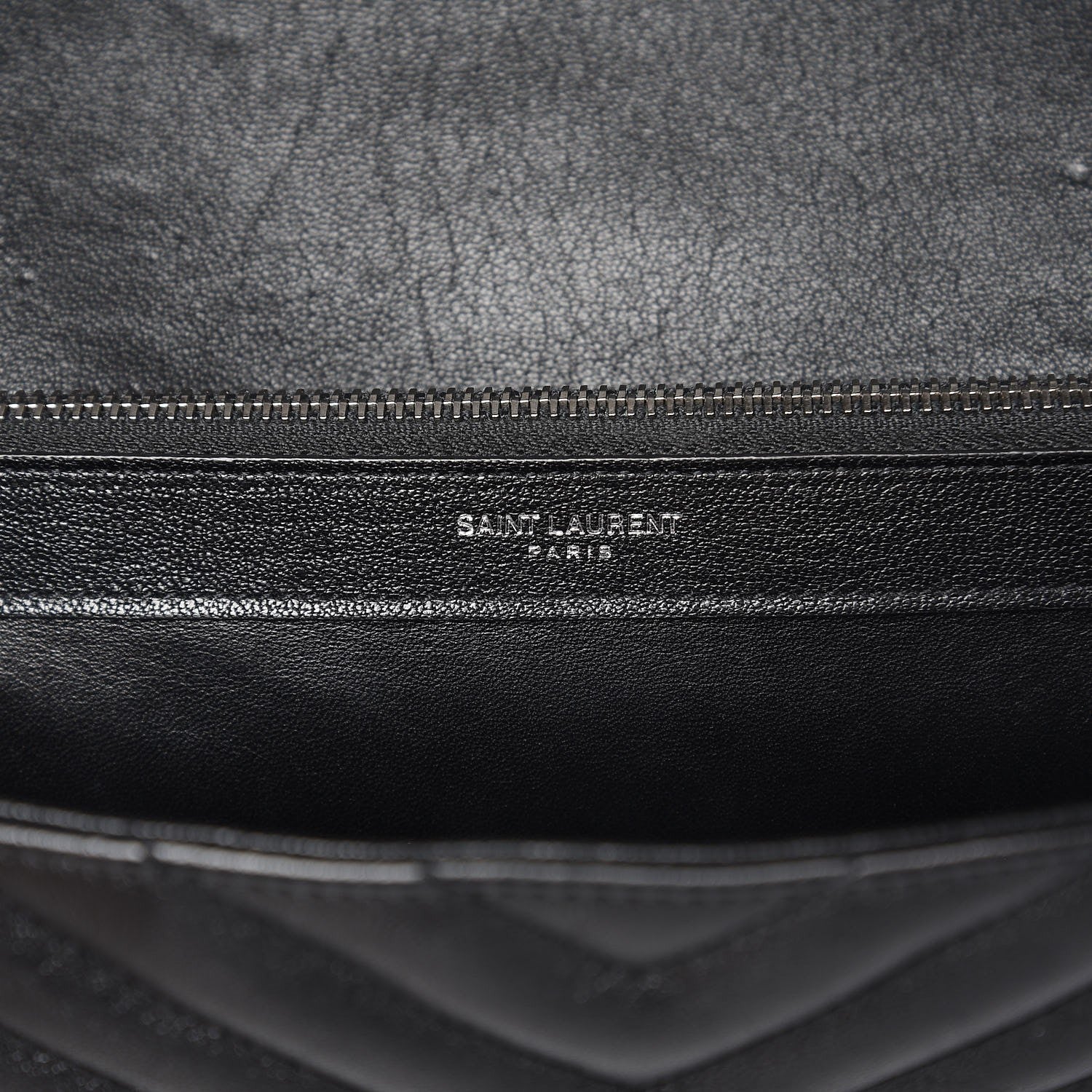 Saint Laurent Sheepskin Matelasse Chevron Monogram Large College Satchel Black 8 of 9