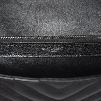 Saint Laurent Sheepskin Matelasse Chevron Monogram Large College Satchel Black 8 of 9
