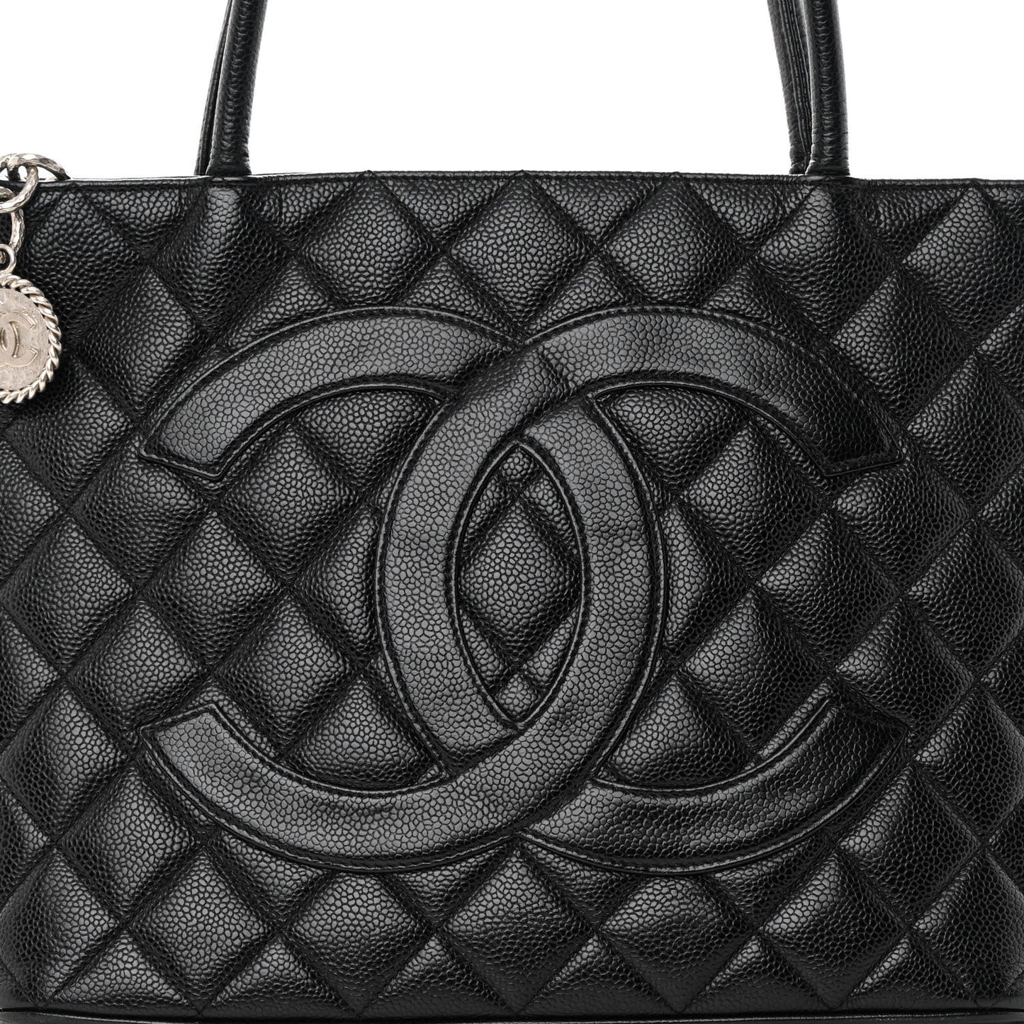 Caviar Quilted Medallion Tote Black