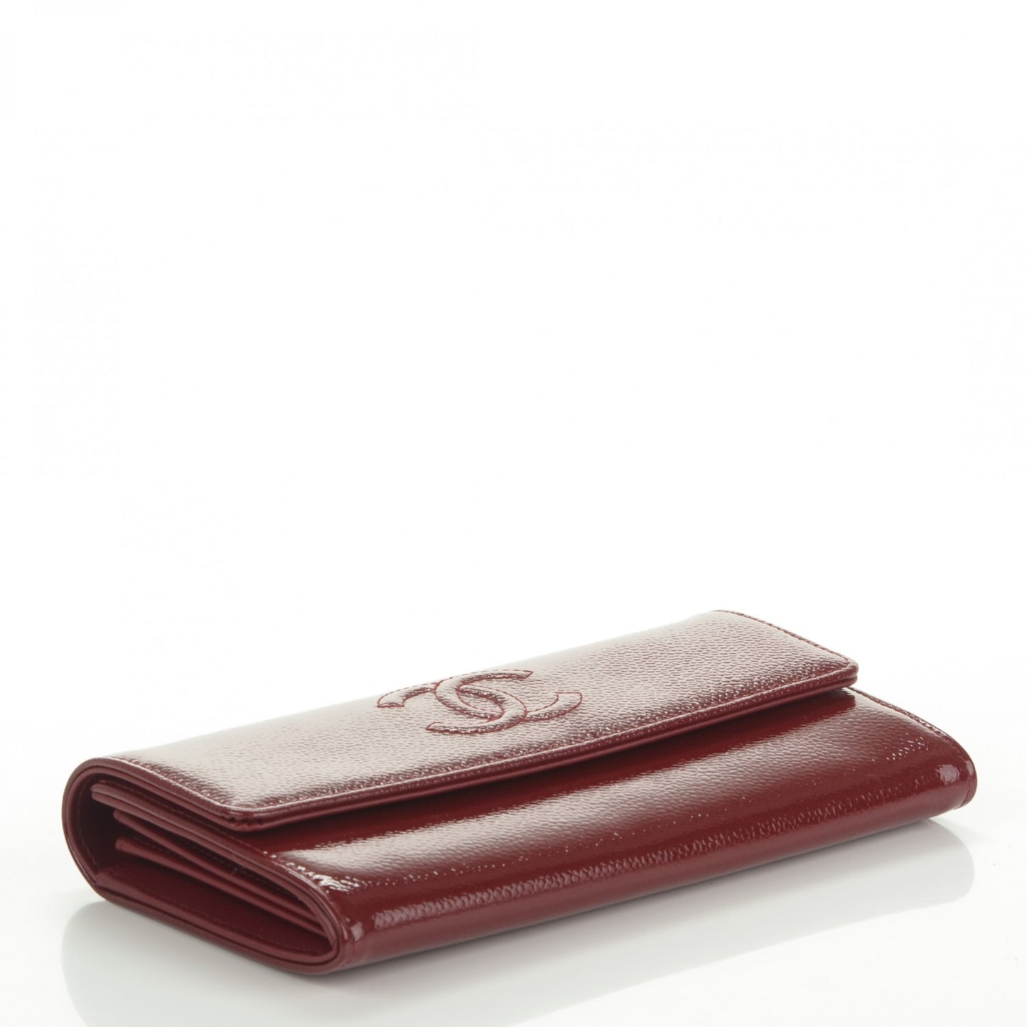 Patent Caviar Timeless CC Large Gusset Flap Wallet Burgundy