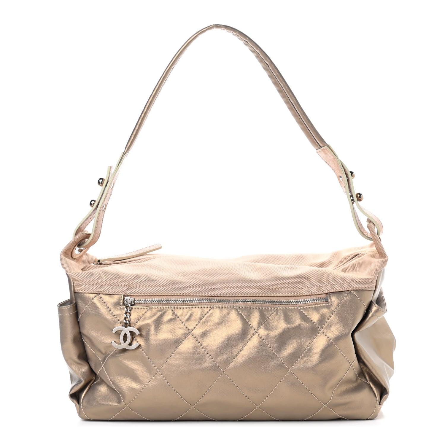 Chanel Coated Canvas Paris Biarritz Hobo Gold 1 of 8