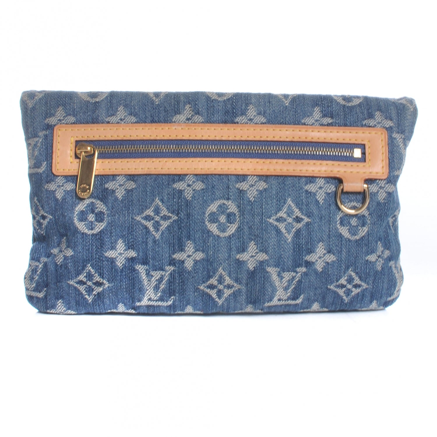 Louis Vuitton Monogram Denim Pochette Plat Clutch Blue 3 of 6