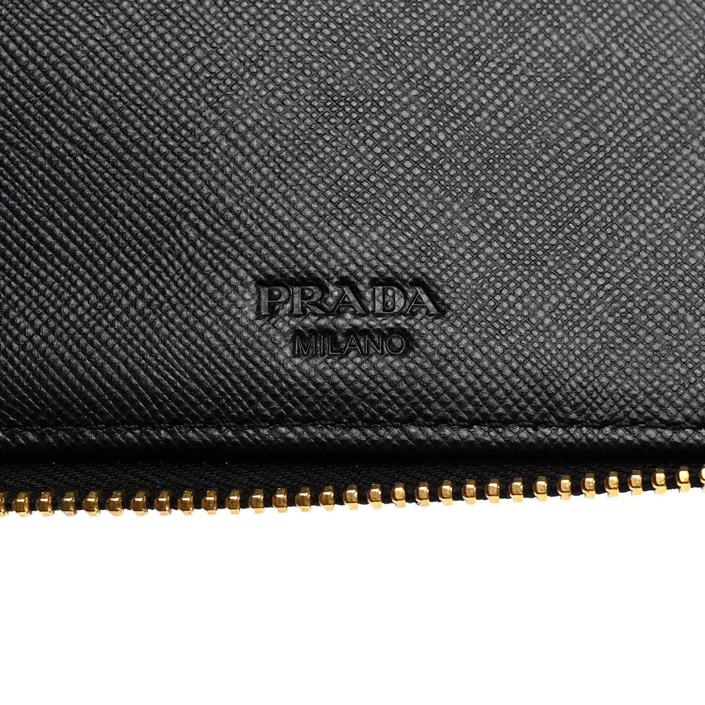 Saffiano Metal Large Zip Around Travel Wallet Black