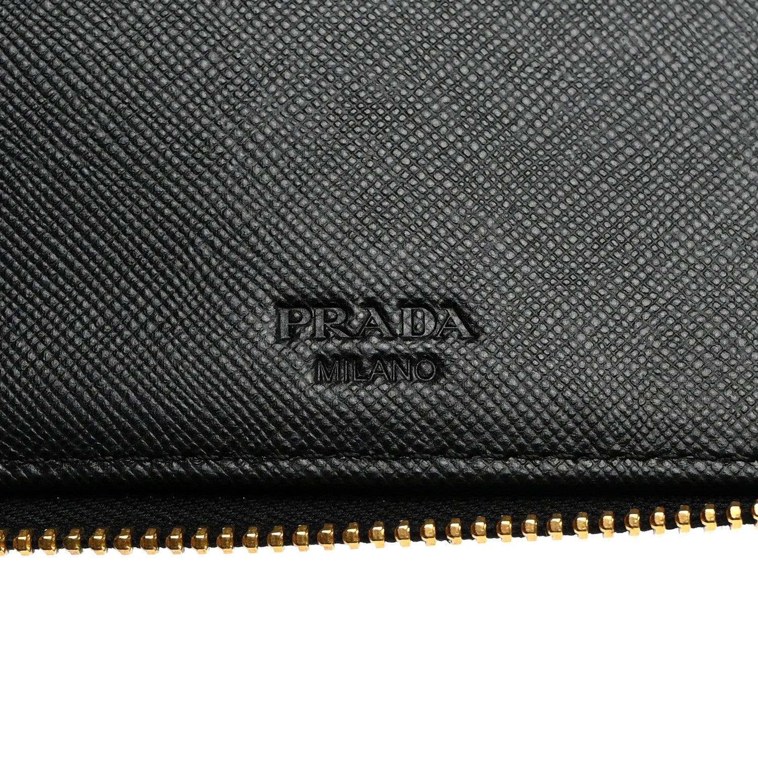 Prada Saffiano Metal Large Zip Around Travel Wallet Black 6 of 6