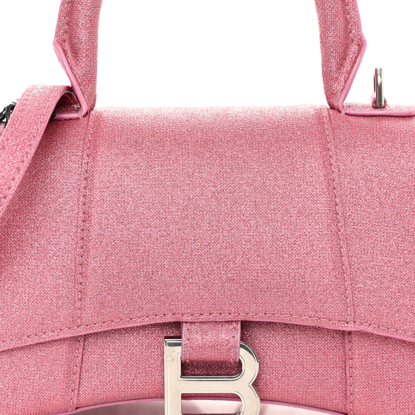 Glitter Fabric Hourglass Top Handle Bag XS Sweet Pink