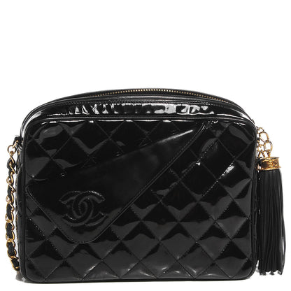 Chanel Patent Quilted Tassel Camera Case Black 1 of 8