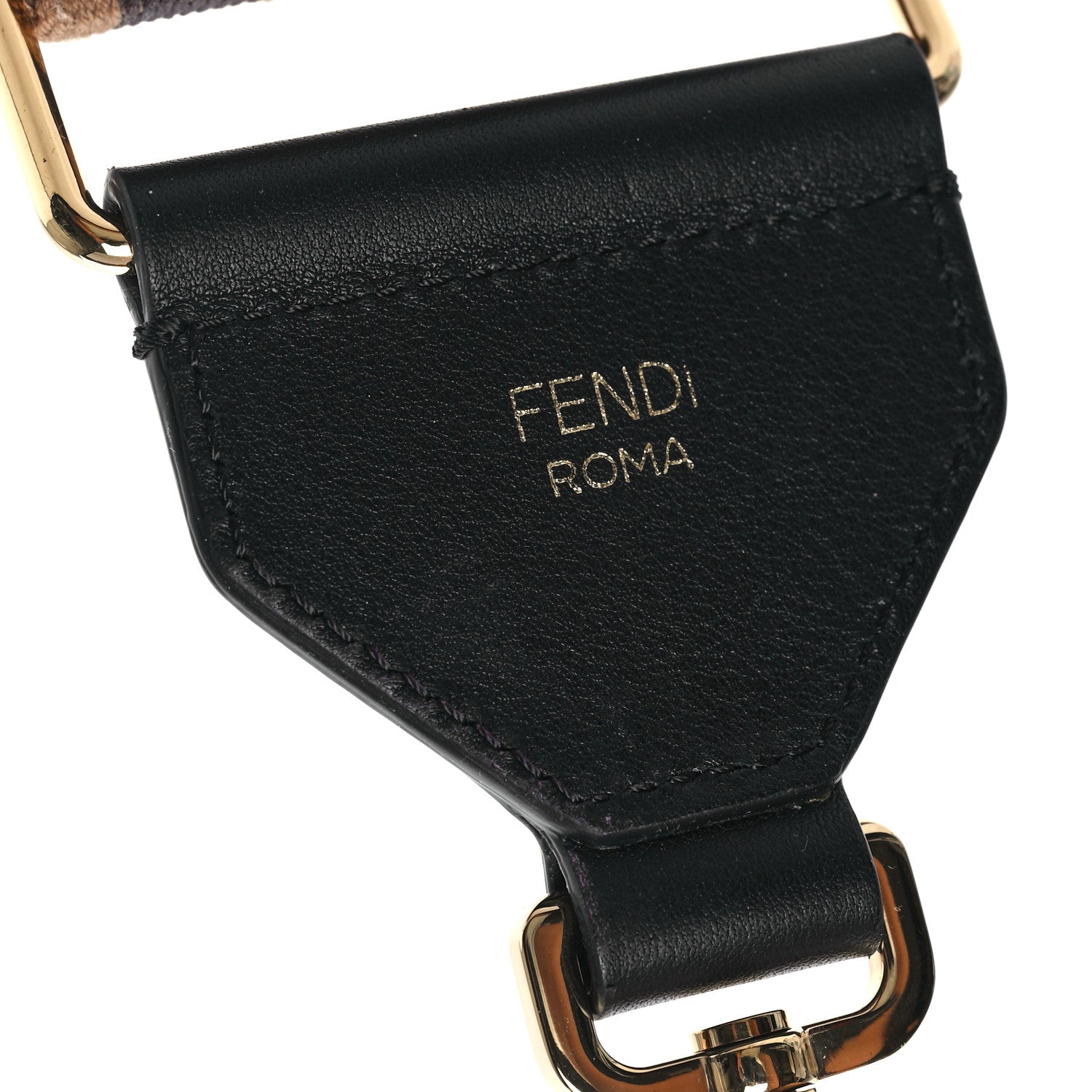 Fendi Jacquard Ribbon Vitello King FF Adjustable Strap You Fango Marrone Black 3 of 4