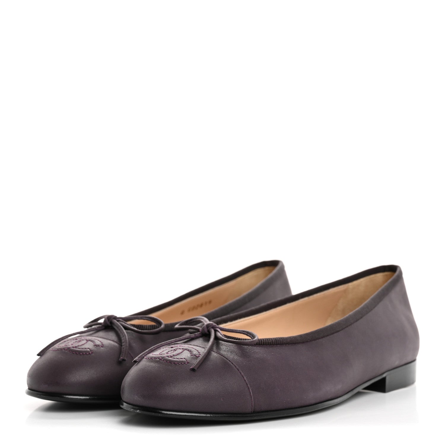 Chanel Lambskin Cap Toe Ballerina Flats 37 Purple 4 of 10
