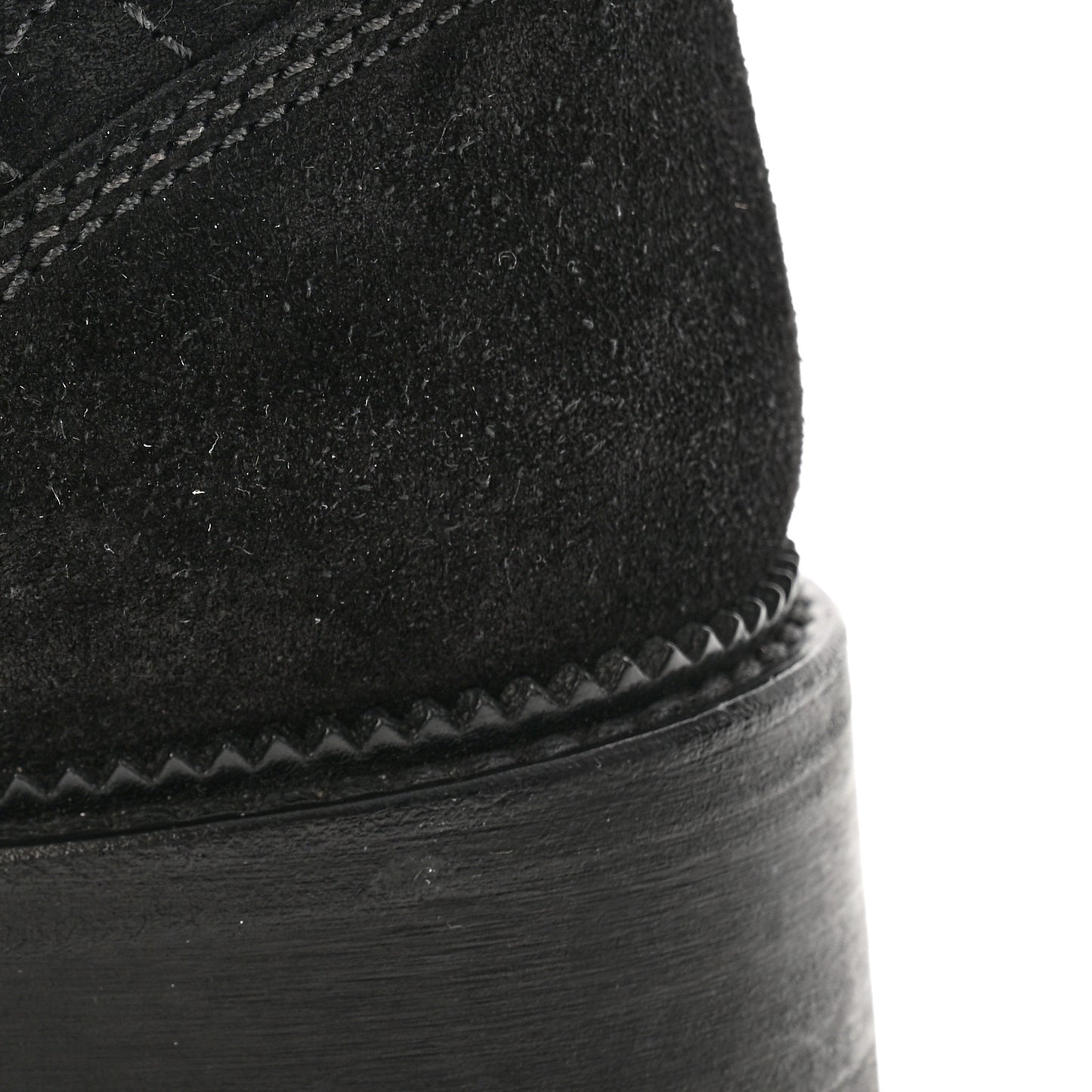 Suede Calfskin Quilted Lace Up Boots 38 Black