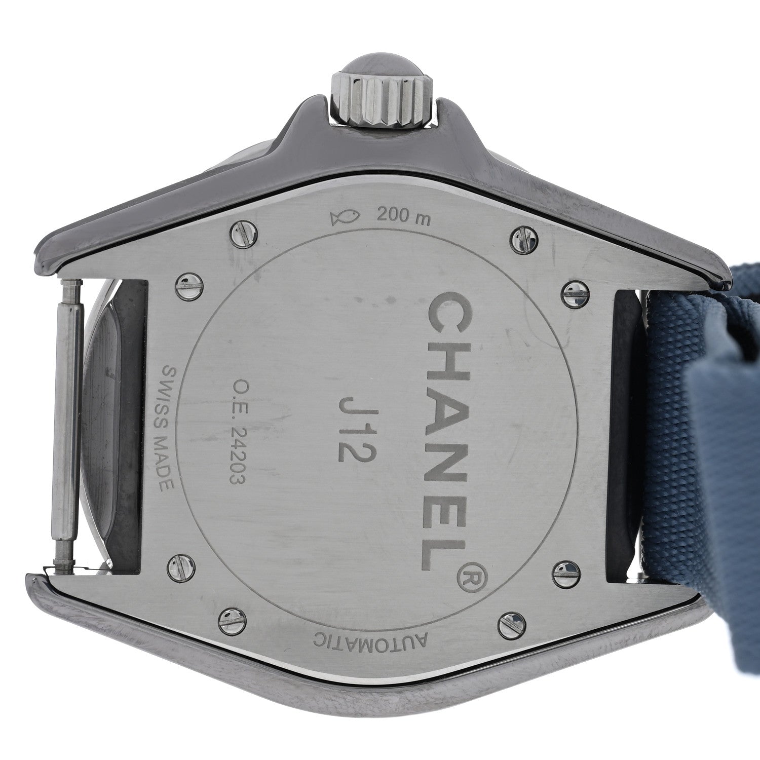 Chanel Titanium Ceramic Nylon 38mm J12 Automatic Watch Blue 4 of 6
