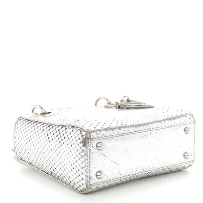 Christian Dior Metallic Snakeskin Mini Lady Dior Silver 4 of 12