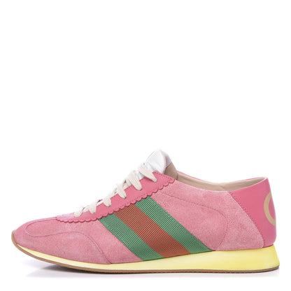 Gucci Suede Web Womens Rocket Sneakers 37.5 Rhododendron Pink 1 of 8