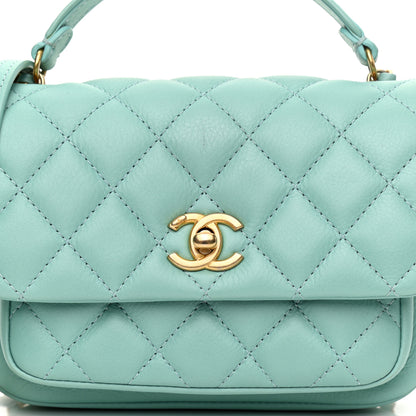 Chanel Calfskin Quilted Top Handle Flap Light Blue 8 of 11