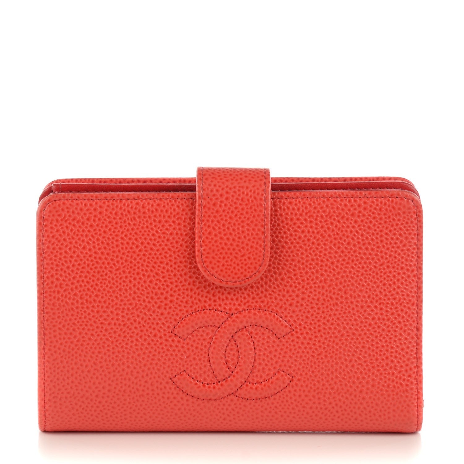 Chanel Caviar Timeless CC L-Zip Pocket Wallet Light Red 1 of 8
