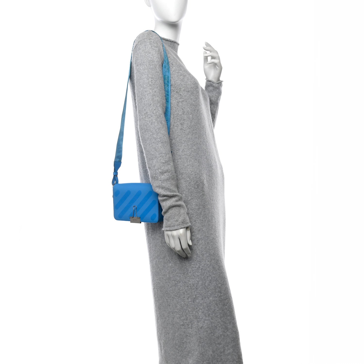 Off-White Saffiano Striped Mini Diag Binder Clip Bag Blue 2 of 18