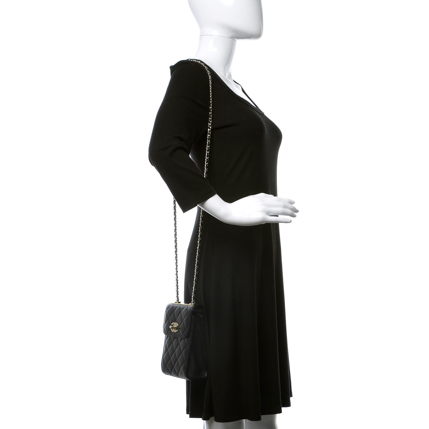 Lambskin Quilted Trendy CC Phone Holder Black