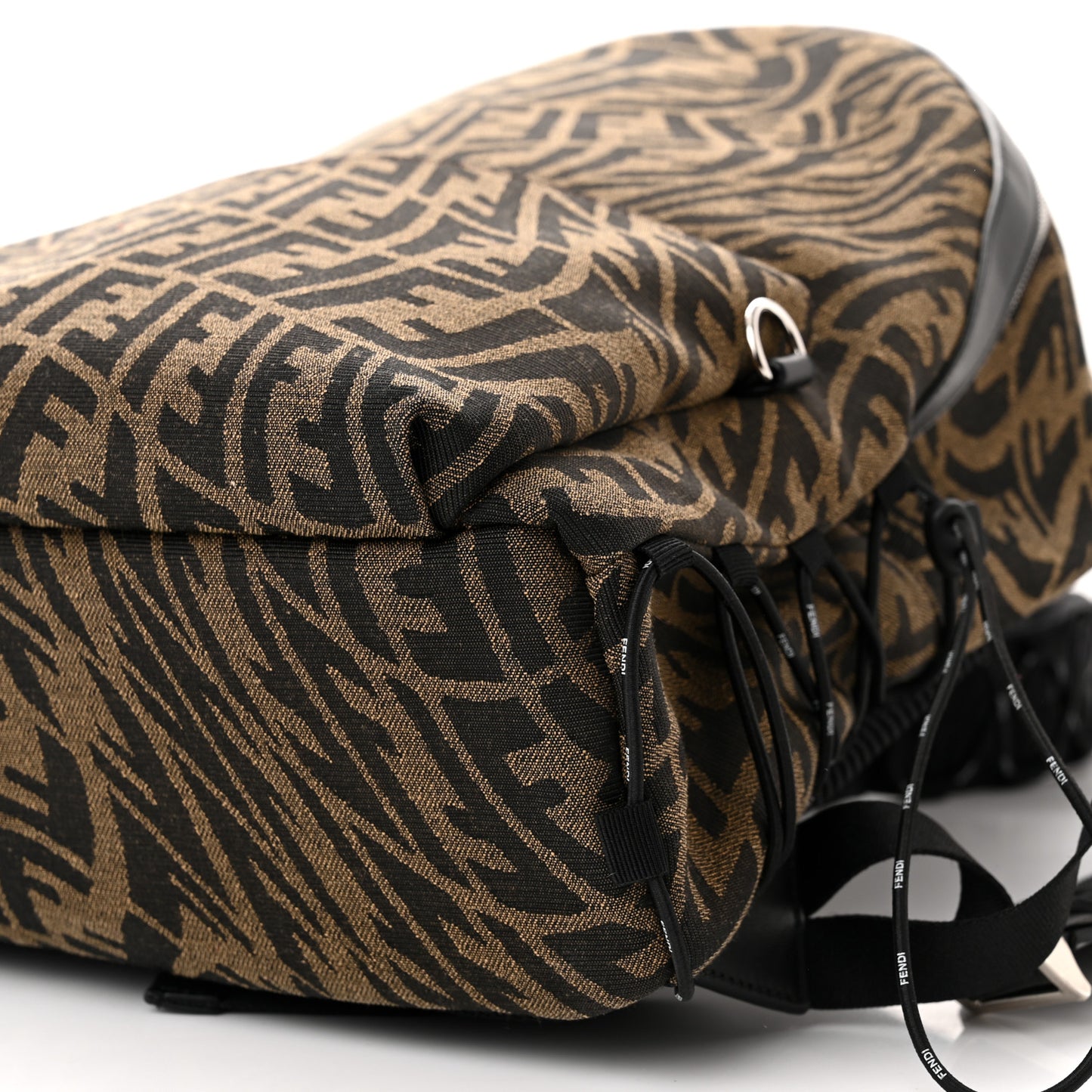 X SARAH COLEMAN Fabric Jacquard Vitello Grace Light Woven Lanyard FF Vertigo Pouch Pocket Backpack Tobacco Moro Black