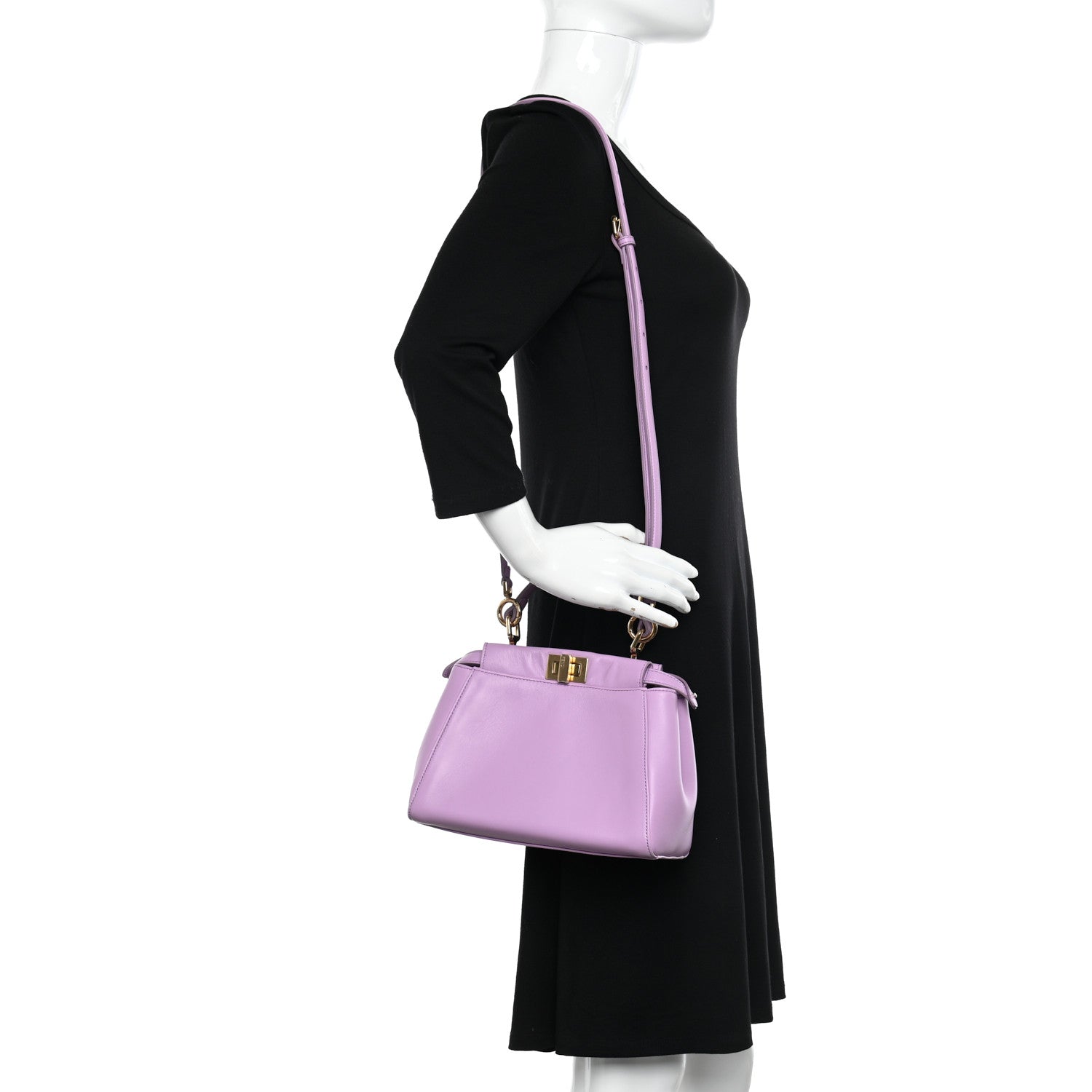 Fendi Nappa Stacked Bar Mini Peekaboo Iconic Satchel Violetta 2 of 11