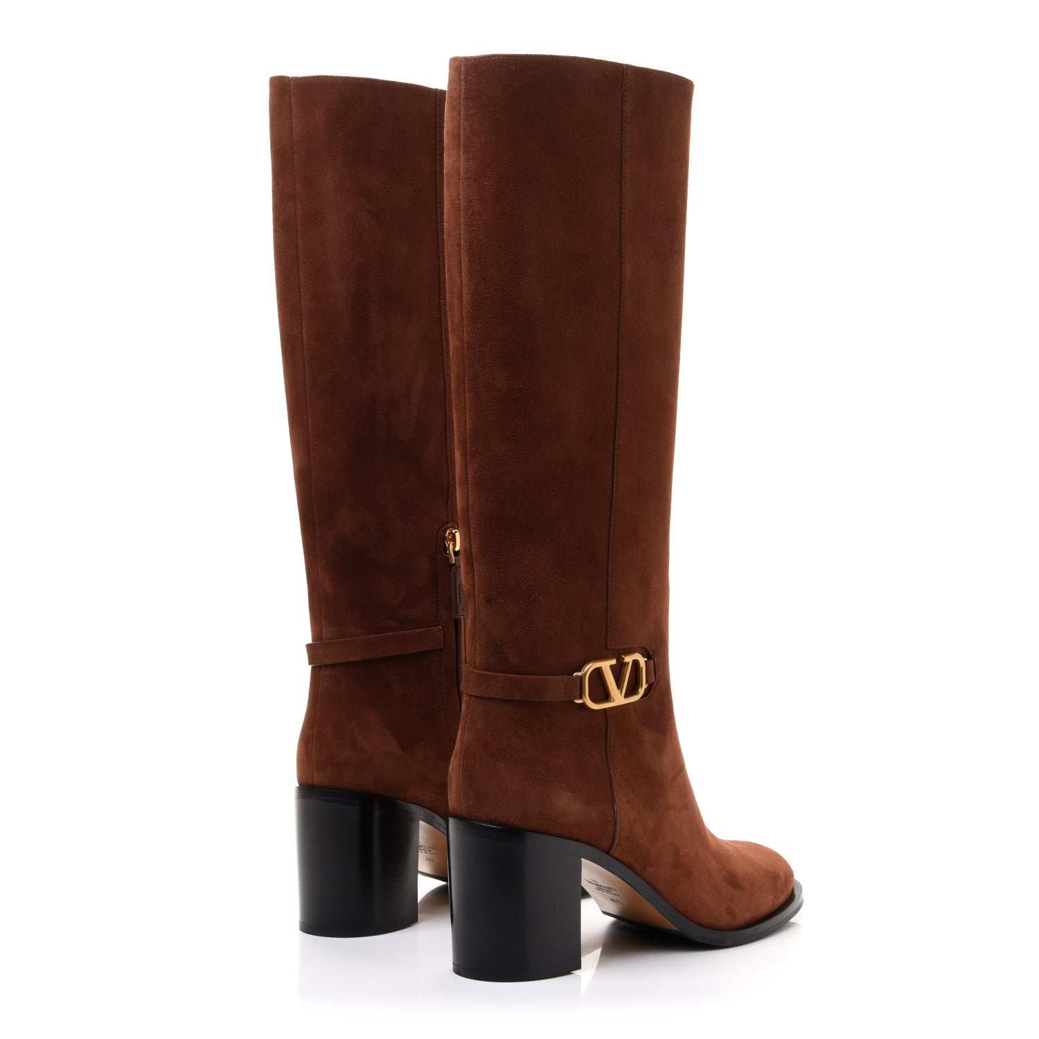 Valentino Garavani Suede Vlogo Knee High Boots 40.5 Brown 4 of 11