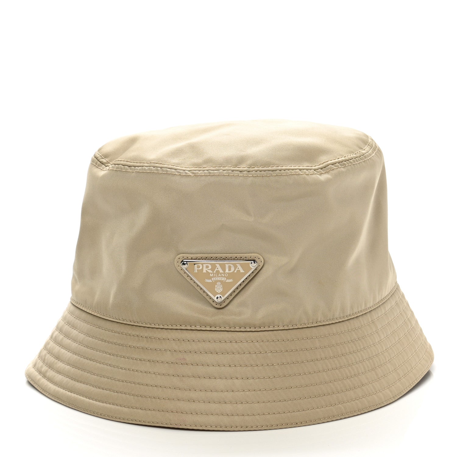 Prada Re-Nylon Metal Triangle Logo Womens Bucket Hat S Deserto 1 of 10