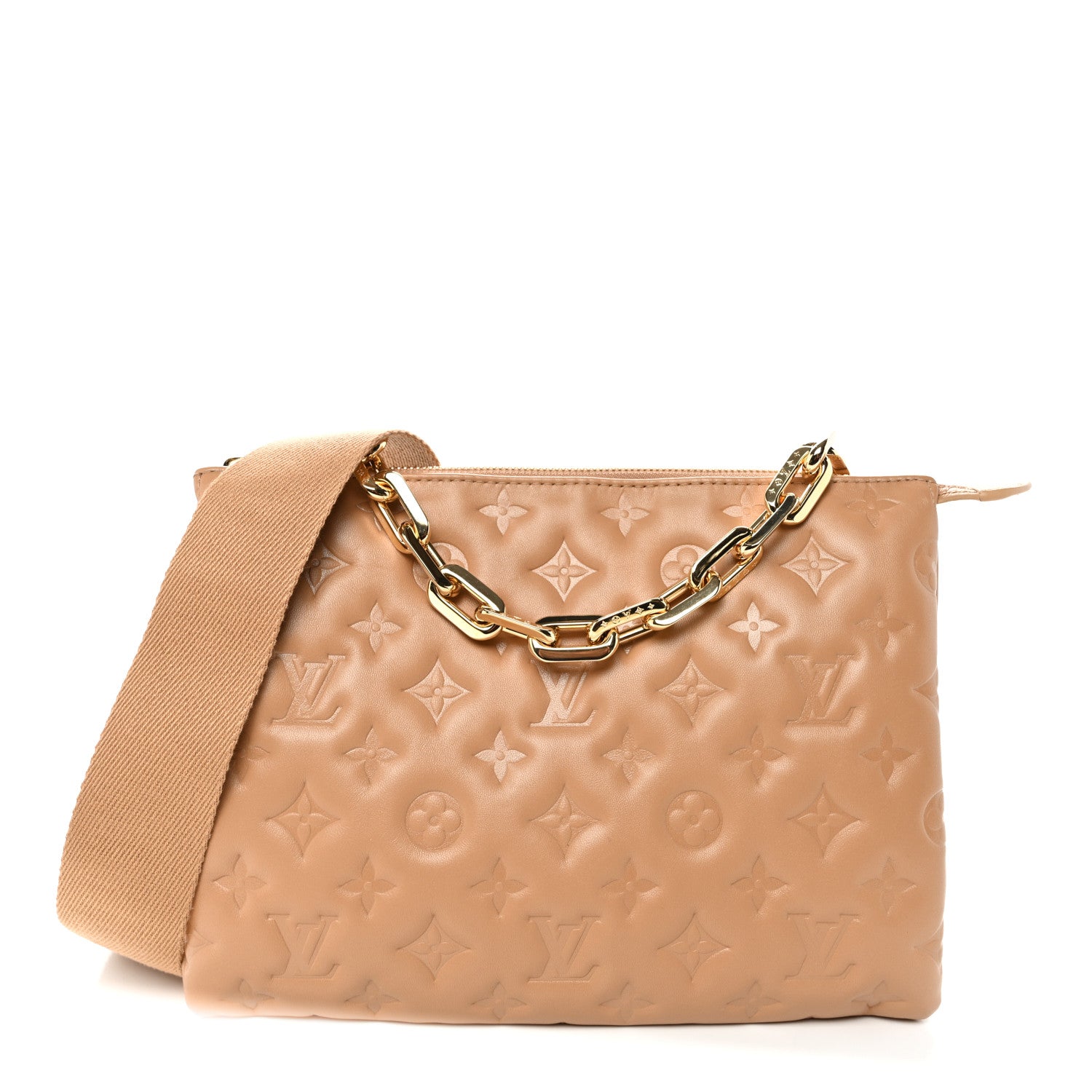 Louis Vuitton Lambskin Embossed Monogram Coussin PM Camel 1 of 10